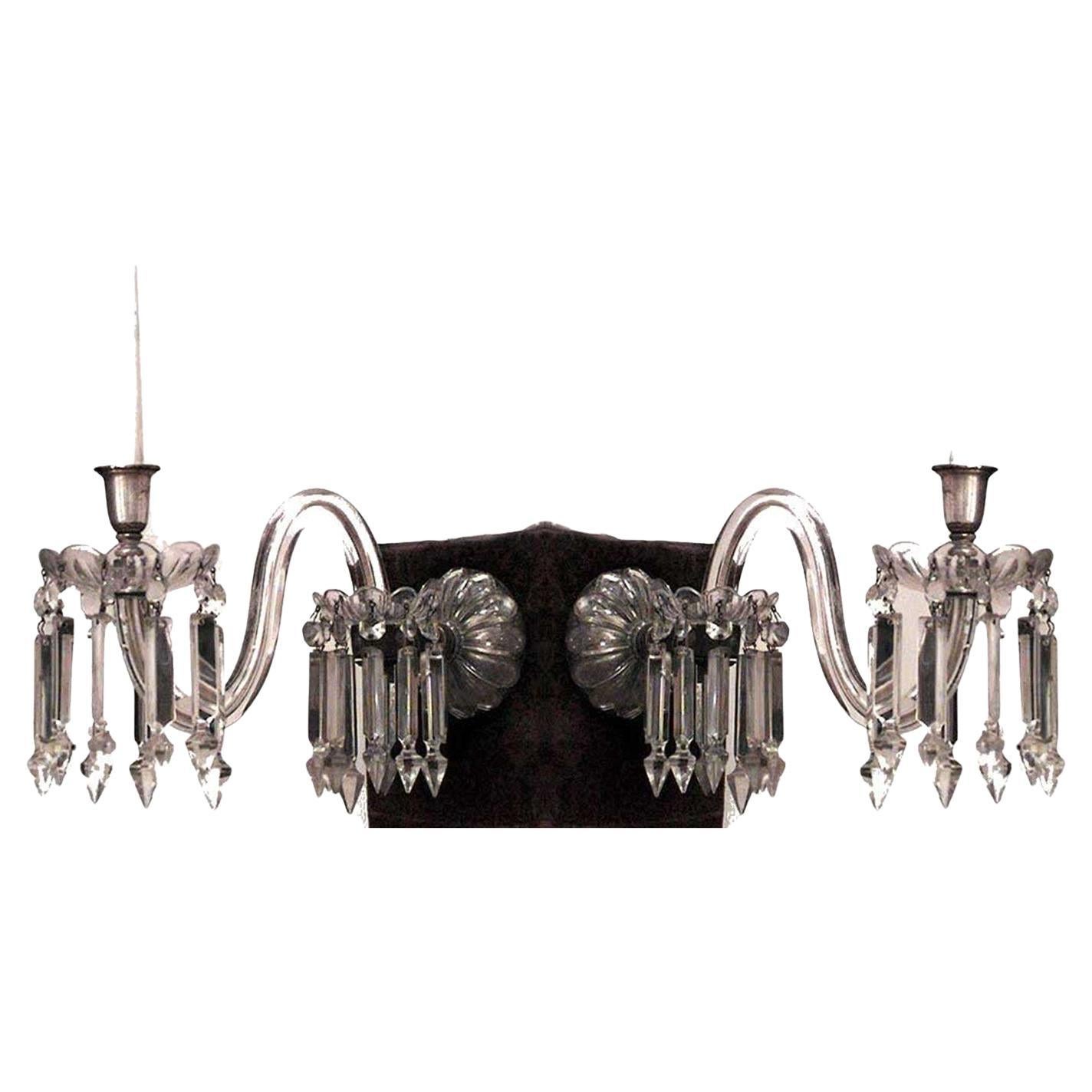 Pair of English Victorian Waterford Crystal Wall Sconces