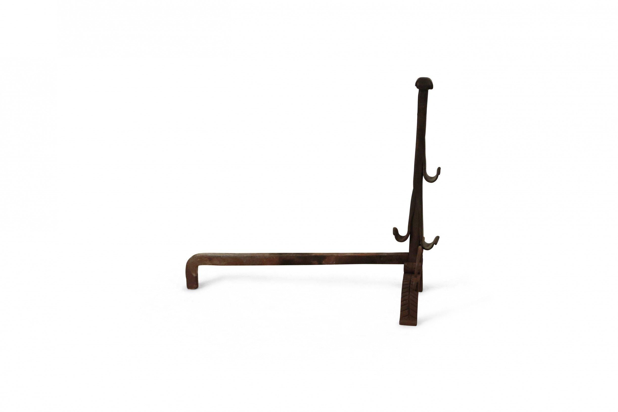 Pair of English Victorian Wrought Iron Fireplace Andirons In Good Condition In New York, NY