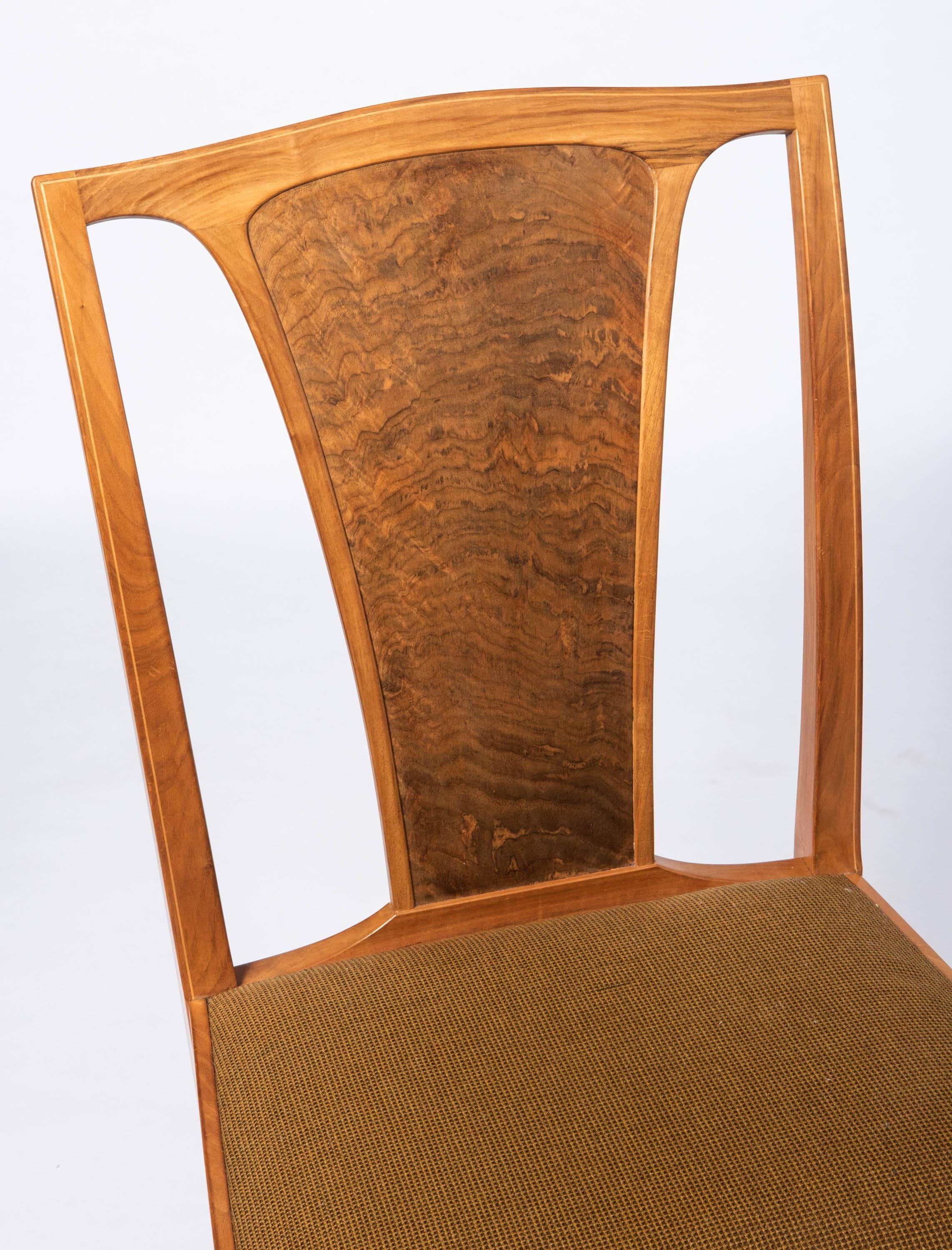 Sycamore Pair of English Walnut Chairs by Edward Barnsley, England, circa 1969 For Sale