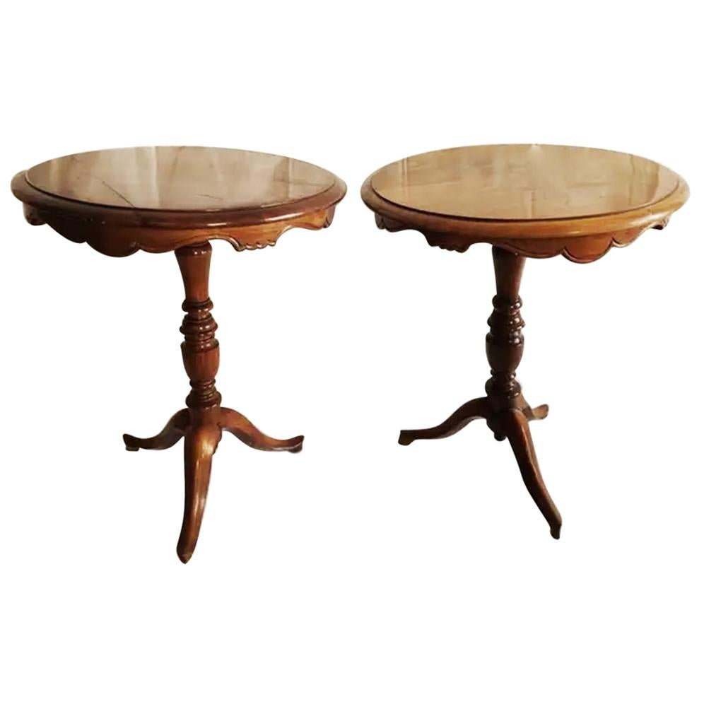 Pair Side or End Tables of  Walnut , England .Early 20th Century
