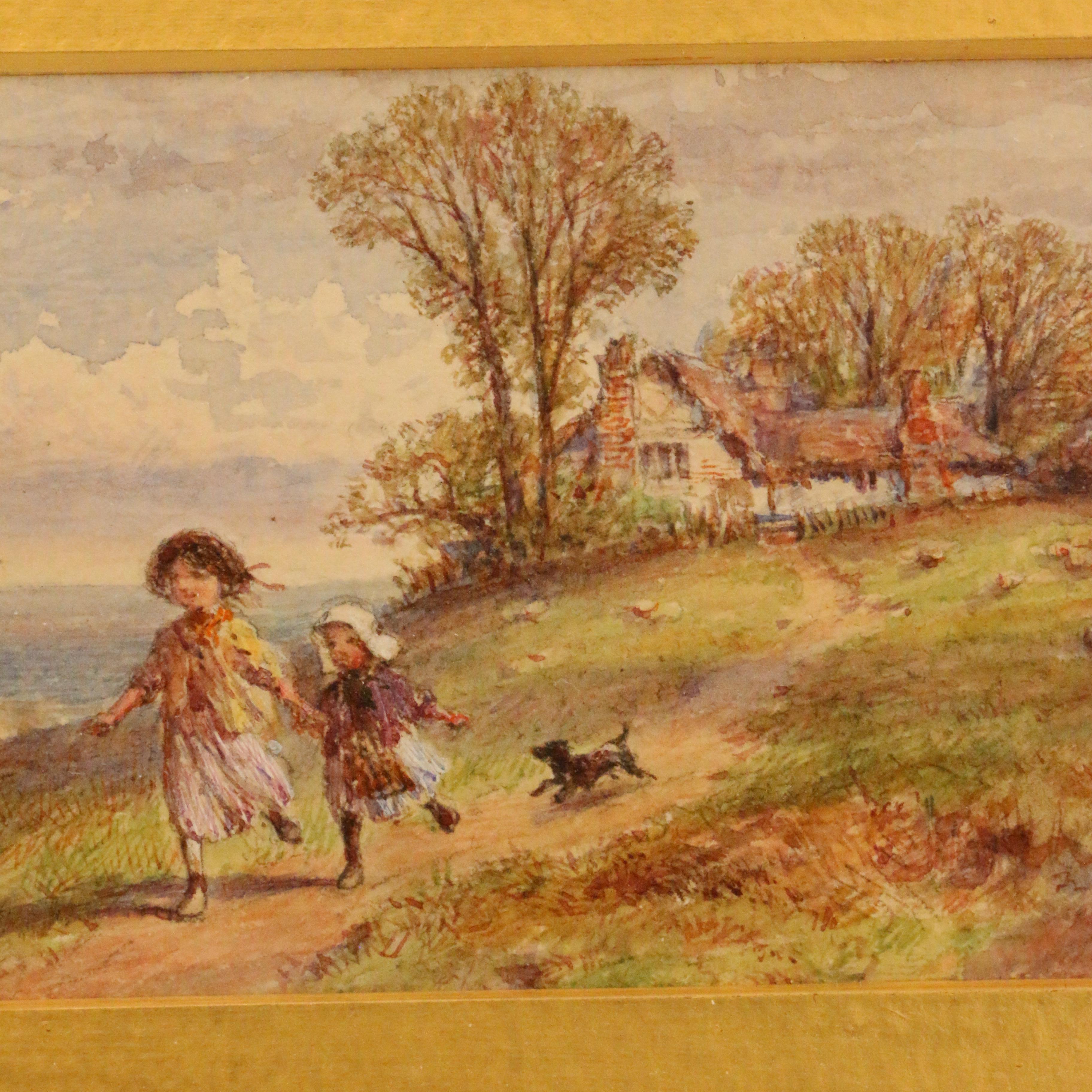 Pair of English Watercolors, Country Scenes In Good Condition In Montreal, QC