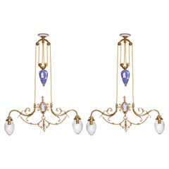 Used Pair of English Wedgwood Two-Arm Chandeliers