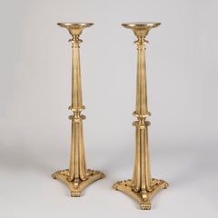 Pair of English William IV Gilt Bronze Pedestals with Round Platform Tops