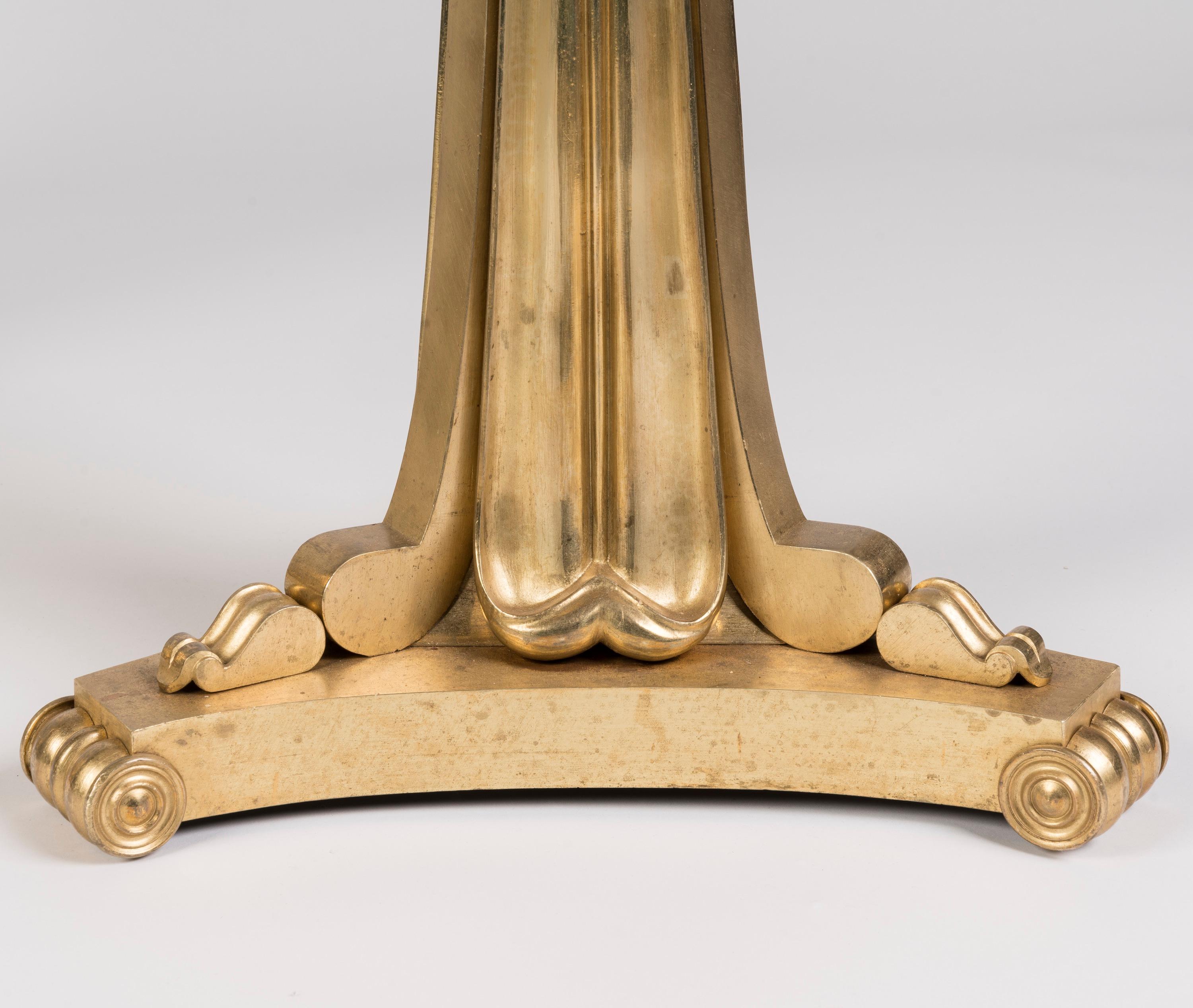 Brass Pair of English William IV Gilt Bronze Pedestals with Round Platform Tops For Sale