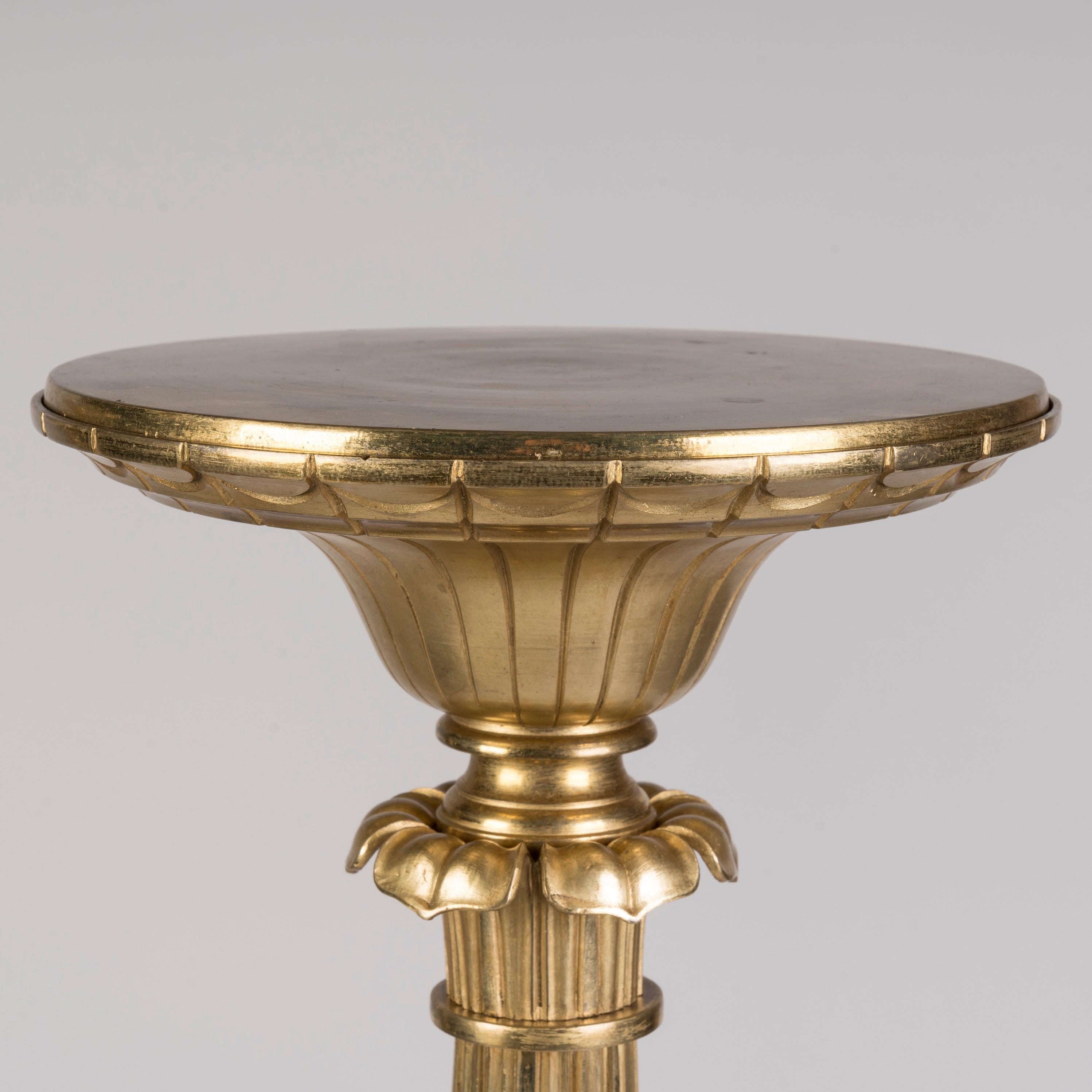 Pair of English William IV Gilt Bronze Pedestals with Round Platform Tops For Sale 1