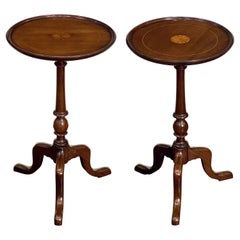 Pair of English Wine Tables of Mahogany with Inlaid Tops, Individually Priced