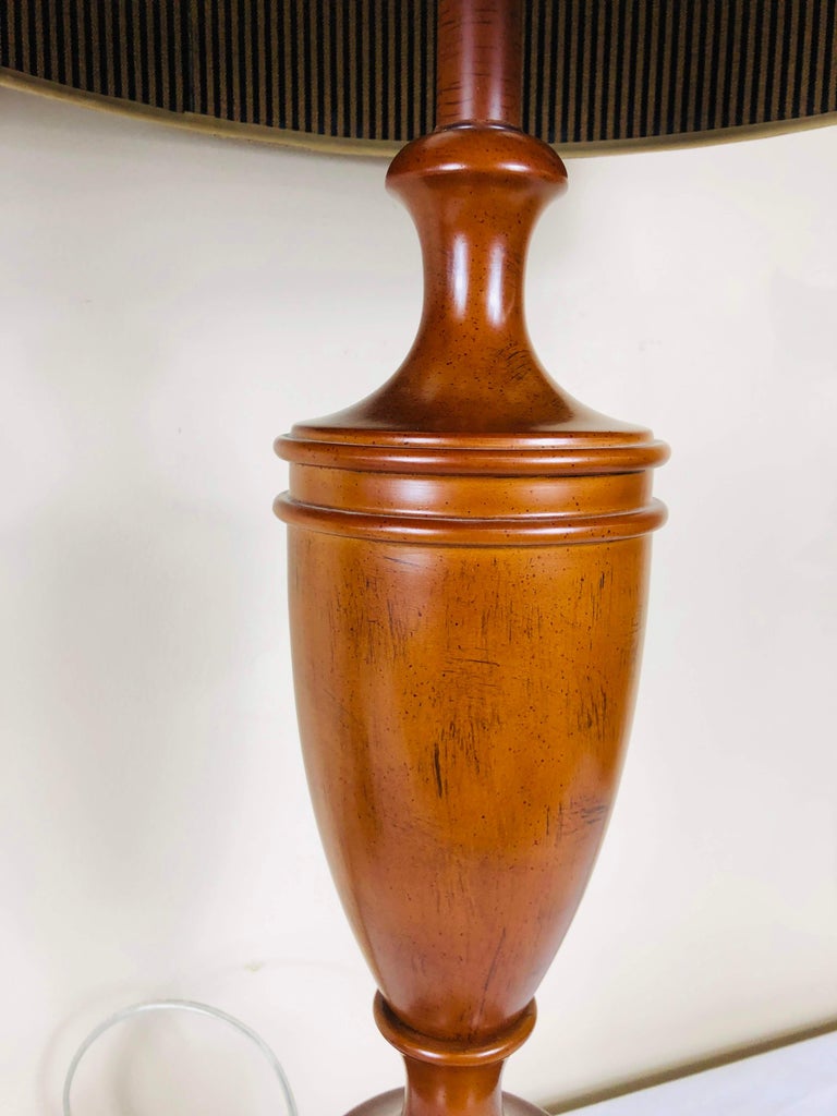 Pair of English Wood Finial Table Lamps For Sale at 1stDibs
