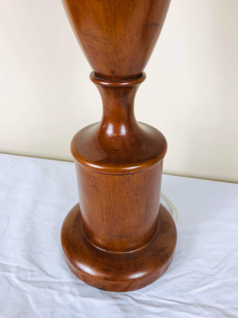 Pair of English Wood Finial Table Lamps For Sale at 1stDibs