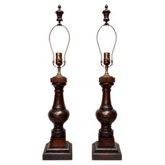 Pair of English Wood Lamps