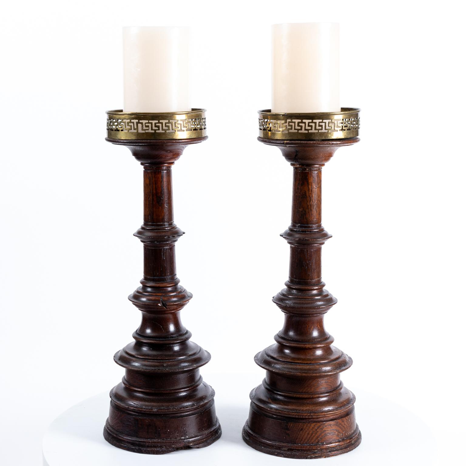 Pair of English Wooden Candlesticks 9