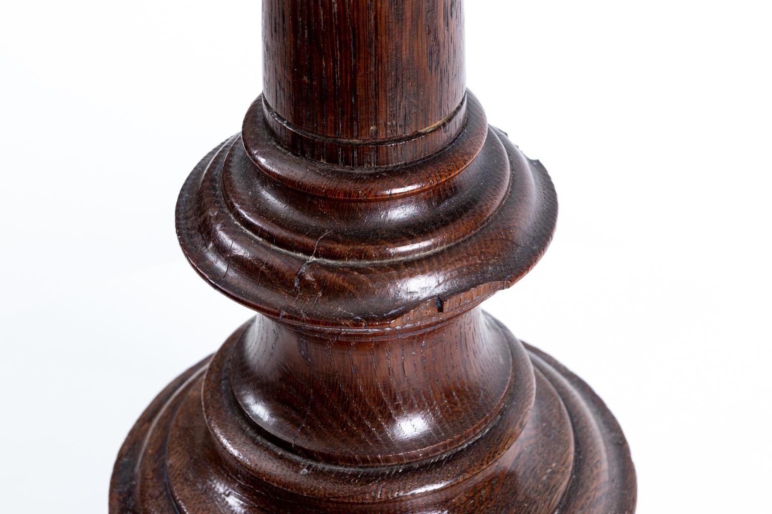 Turned Pair of English Wooden Candlesticks
