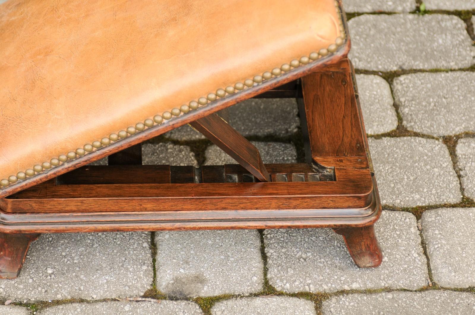 Pair of English Wooden Metamorphic Footstools with Leather Tops, circa 1860 For Sale 1