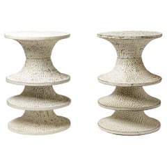 Pair of engobed stoneware stools by Mart Schrijvers, 2023.