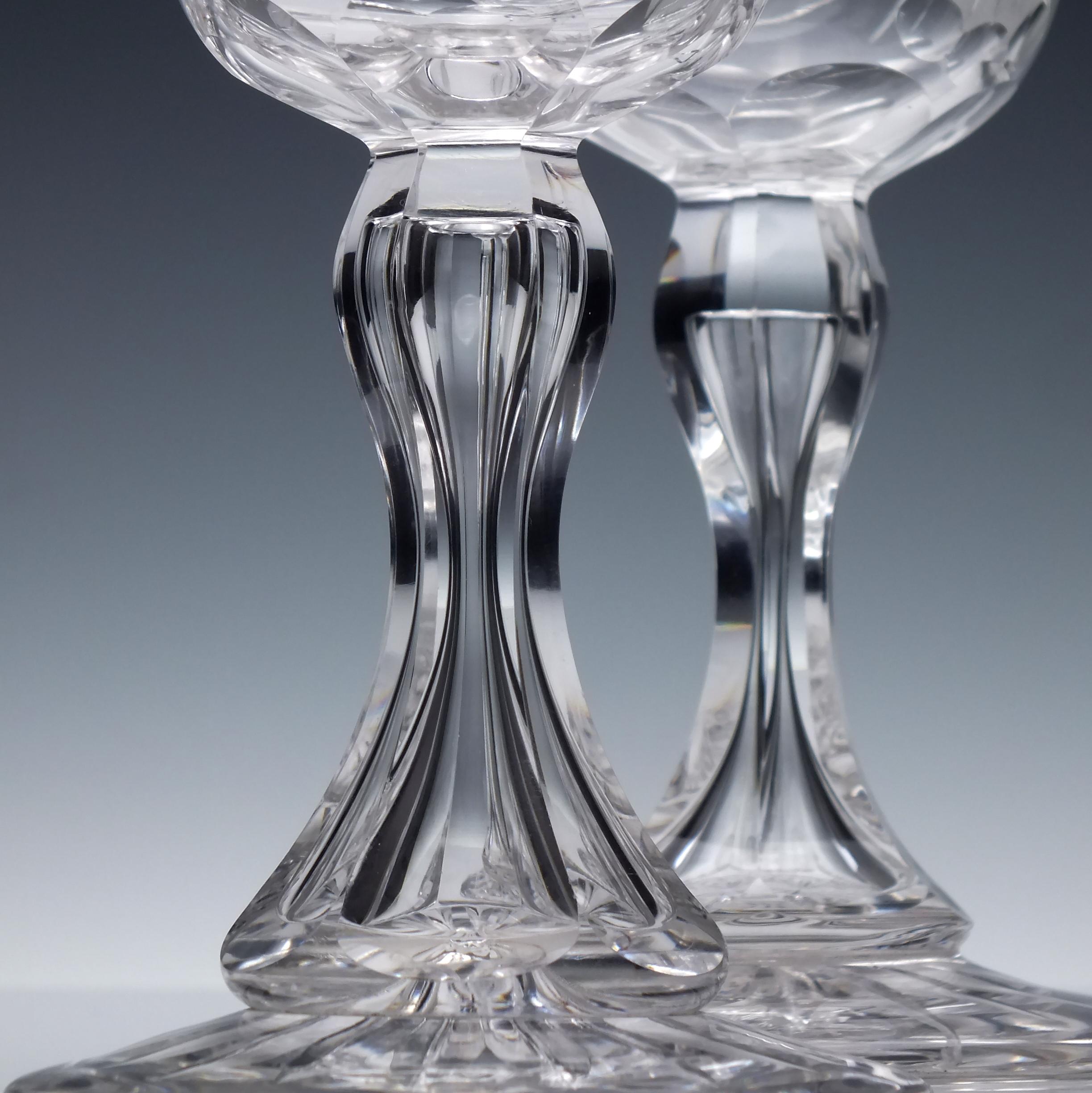 Pair of Engraved 19th Century Richardson Glass Wine Goblets, circa 1880 For Sale 2