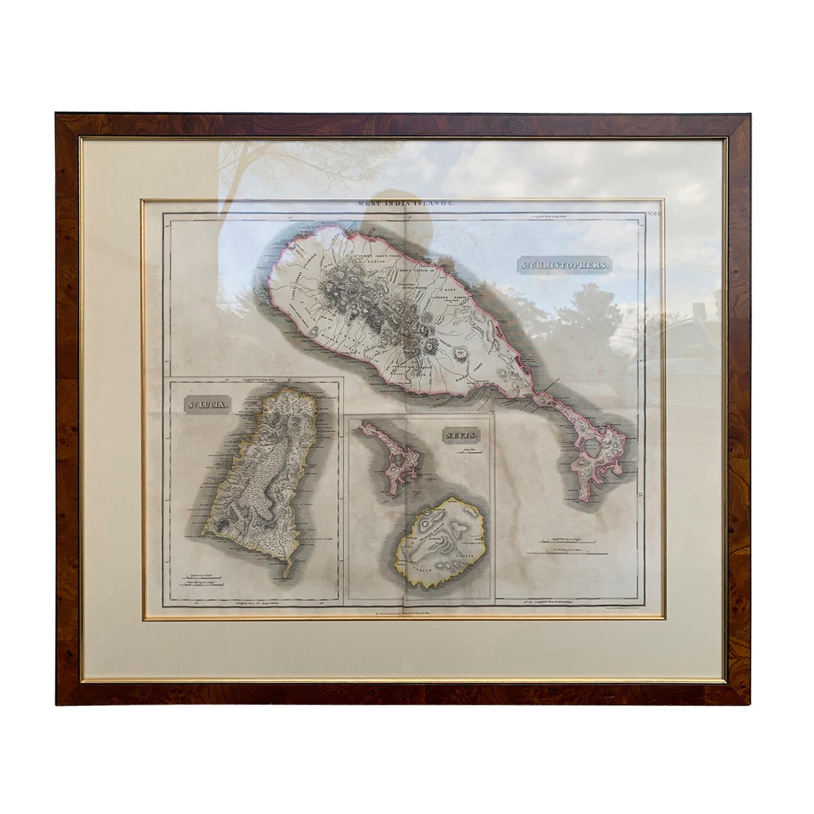 Scottish Pair of Engraved Maps by Kirkwood & Son of Edinburgh of West India Islands For Sale