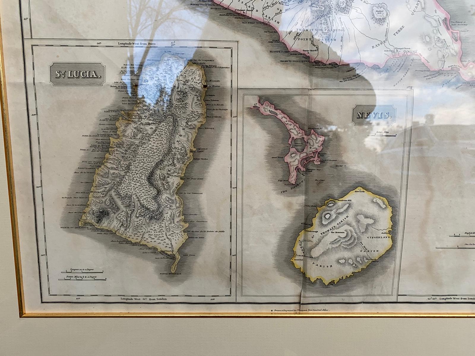 Pair of Engraved Maps by Kirkwood & Son of Edinburgh of West India Islands For Sale 2