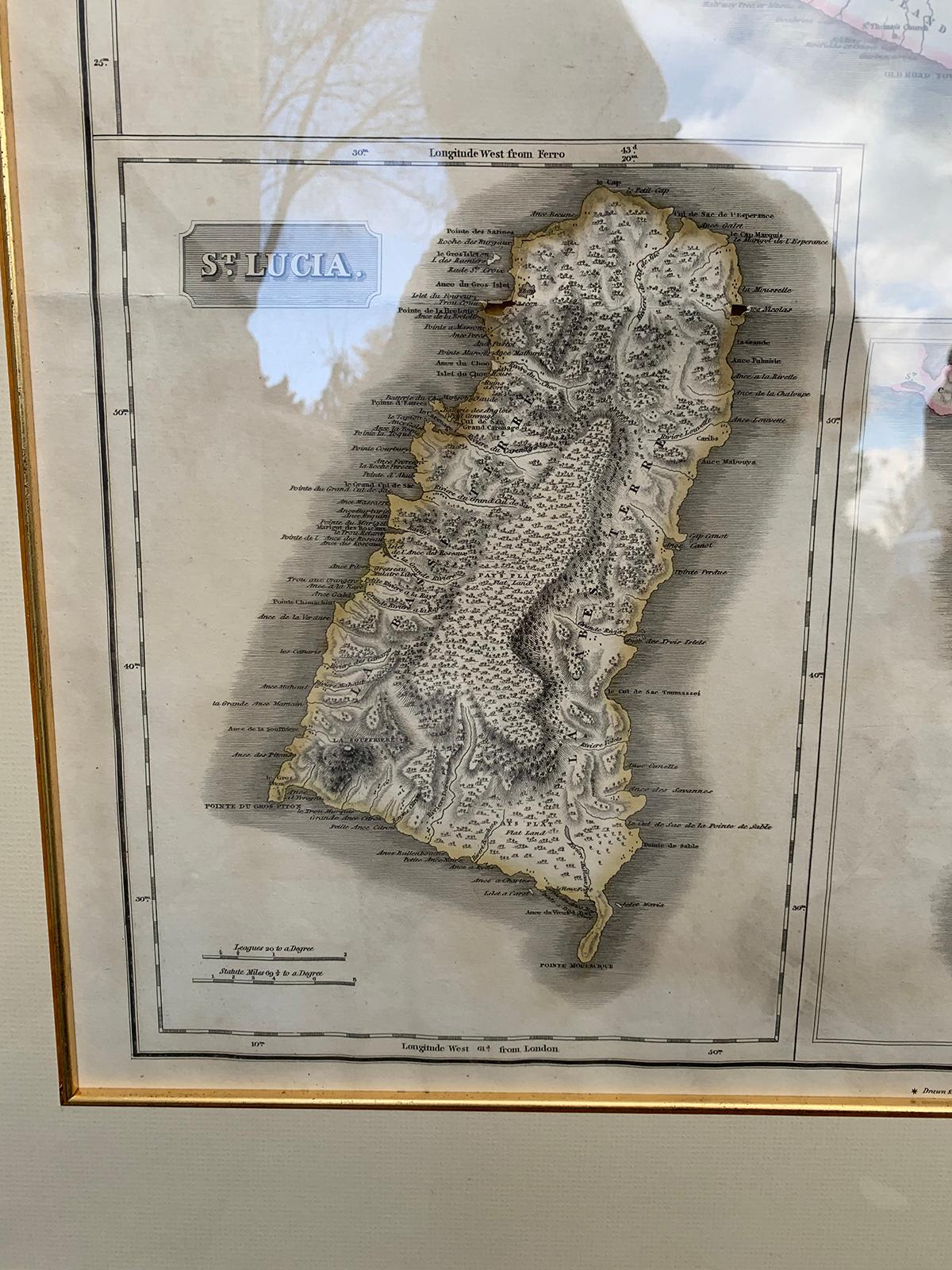 Coppia di mappe incise di Kirkwood & Son di Edimburgo delle isole delle Indie occidentali in vendita 4
