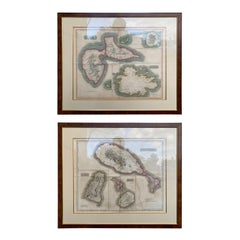 Coppia di mappe incise di Kirkwood & Son di Edimburgo delle isole delle Indie occidentali