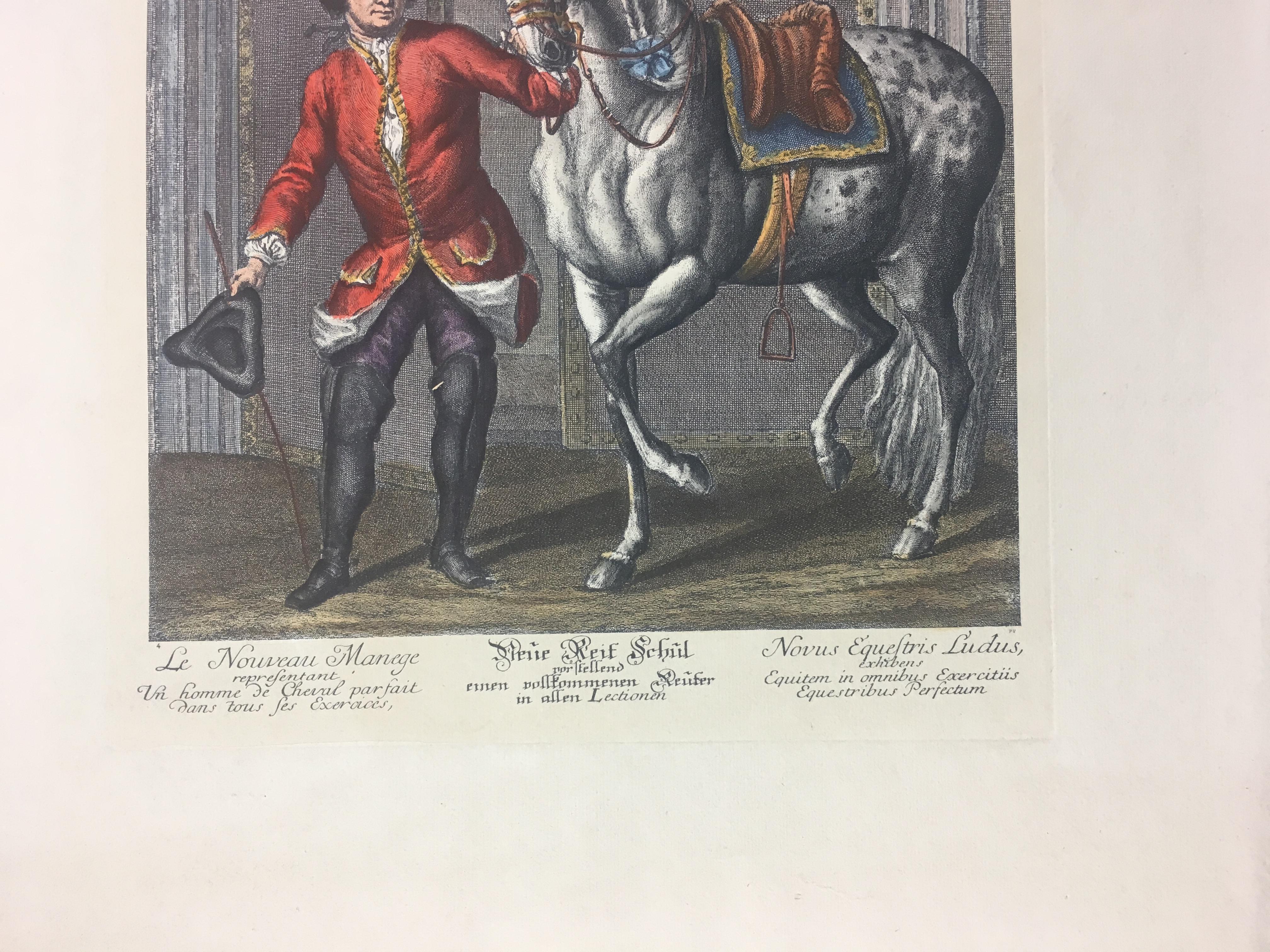 18th Century and Earlier Pair of Engraving Prints of Horses and Riders in Dressage Poses