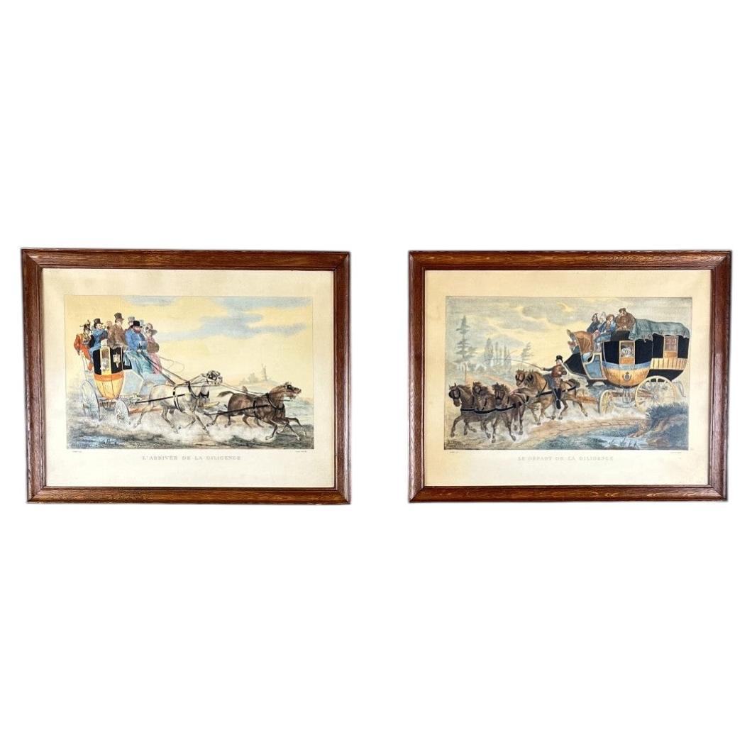 Pair Of Engravings After Horace Vernet, Stagecoach Scenes, 19th Century
