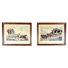 Pair Of Engravings After Horace Vernet, Stagecoach Scenes, 19th Century