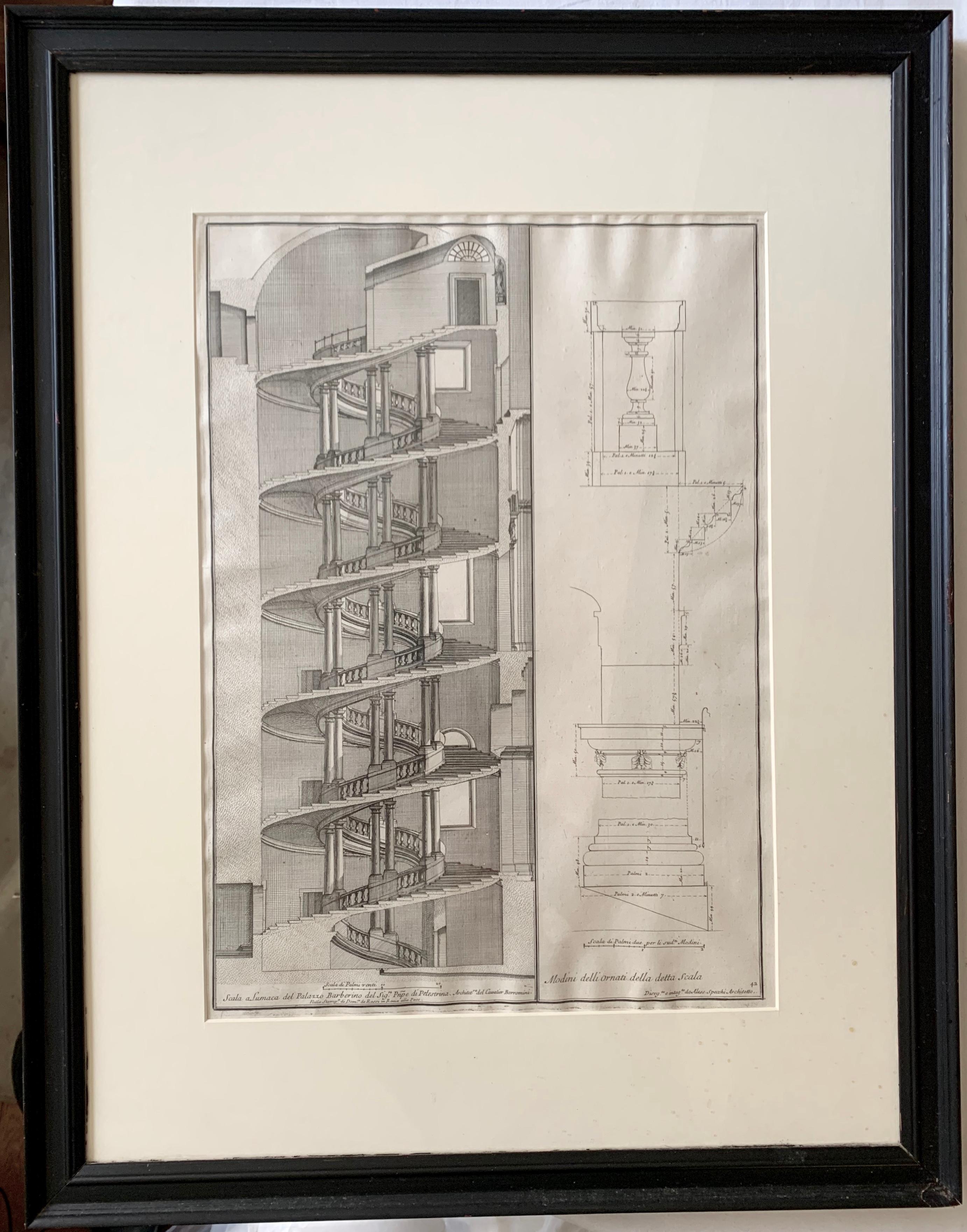 Engraved Pair of Engravings of Architectural Studies by Alessandro Specchi For Sale