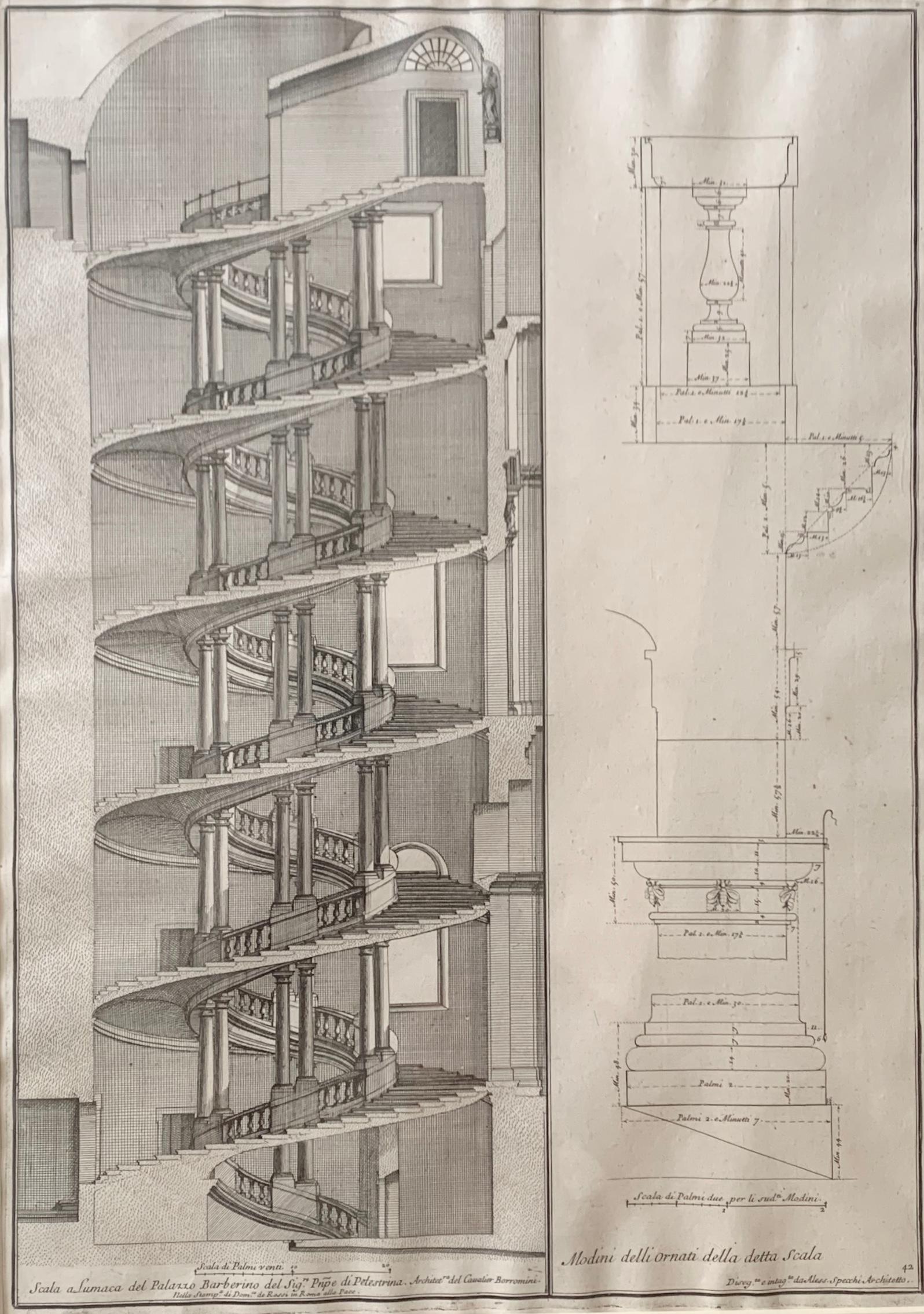 Pair of Engravings of Architectural Studies by Alessandro Specchi In Good Condition For Sale In New York, NY