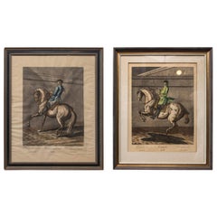 Antique Pair of Engravings of Horses and Riders in Dressage Poses
