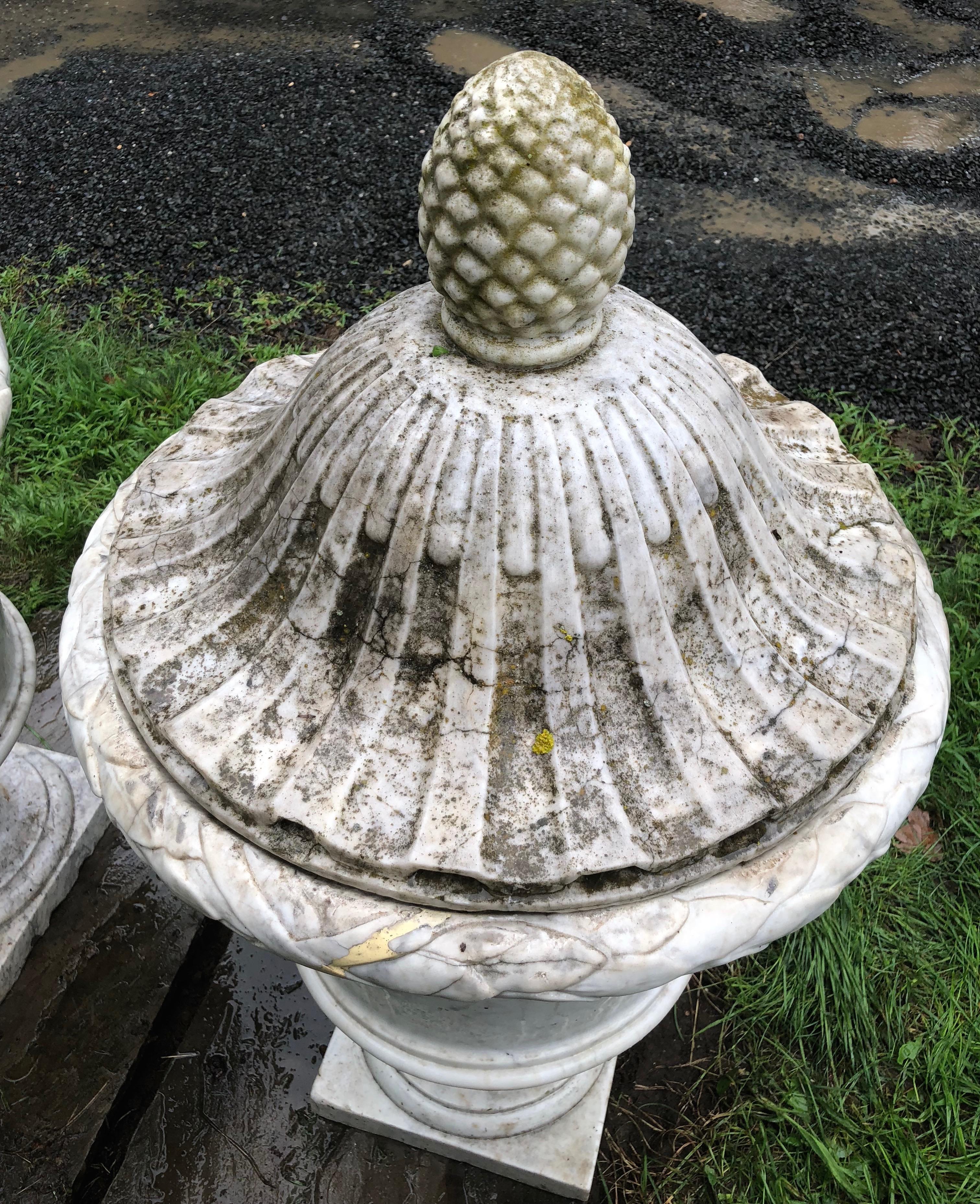 Pair of Enormous Covered Marble Urns from Oprah Winfrey's Personal Collection For Sale 10