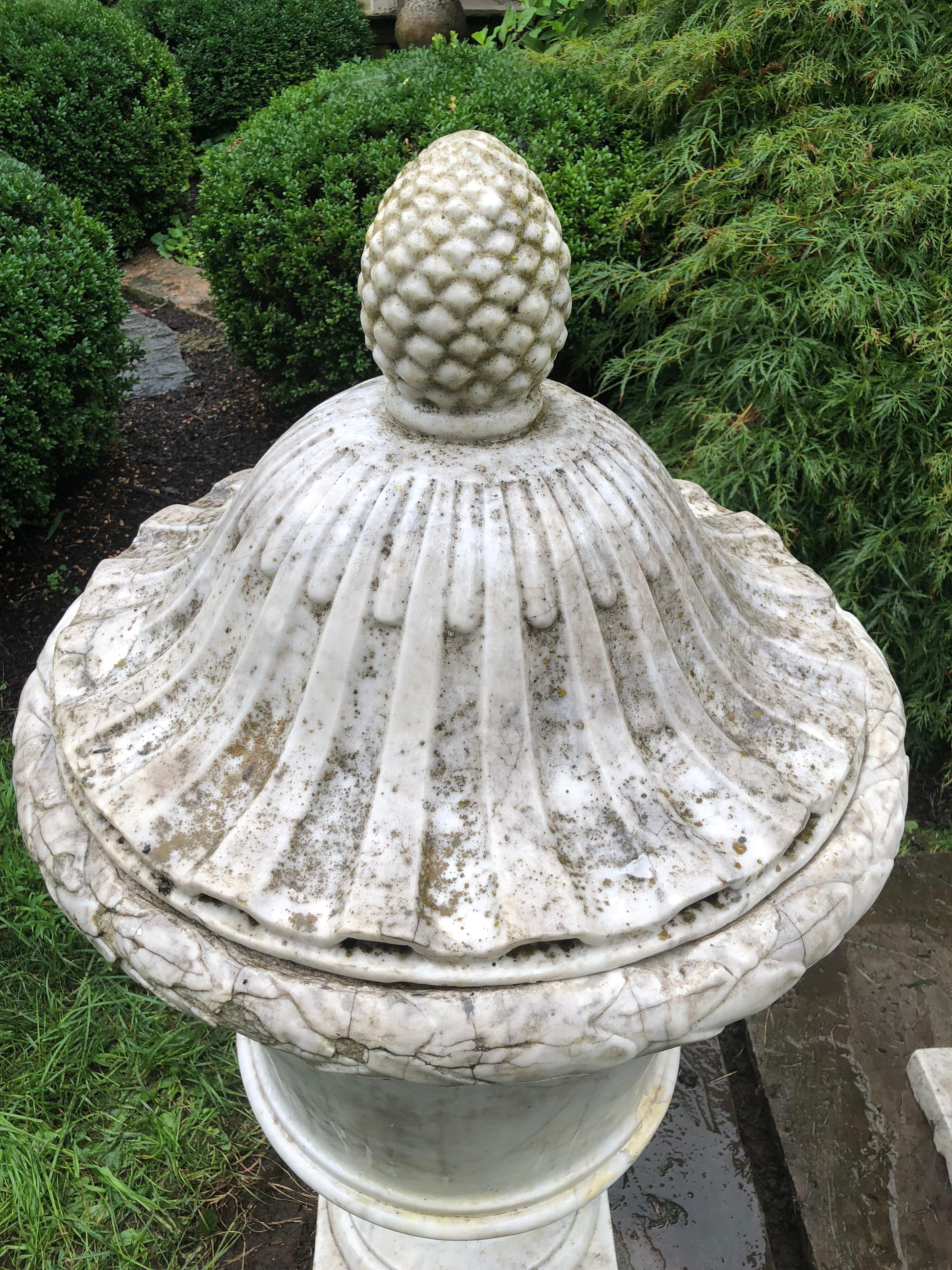 Pair of Enormous Covered Marble Urns from Oprah Winfrey's Personal Collection For Sale 11