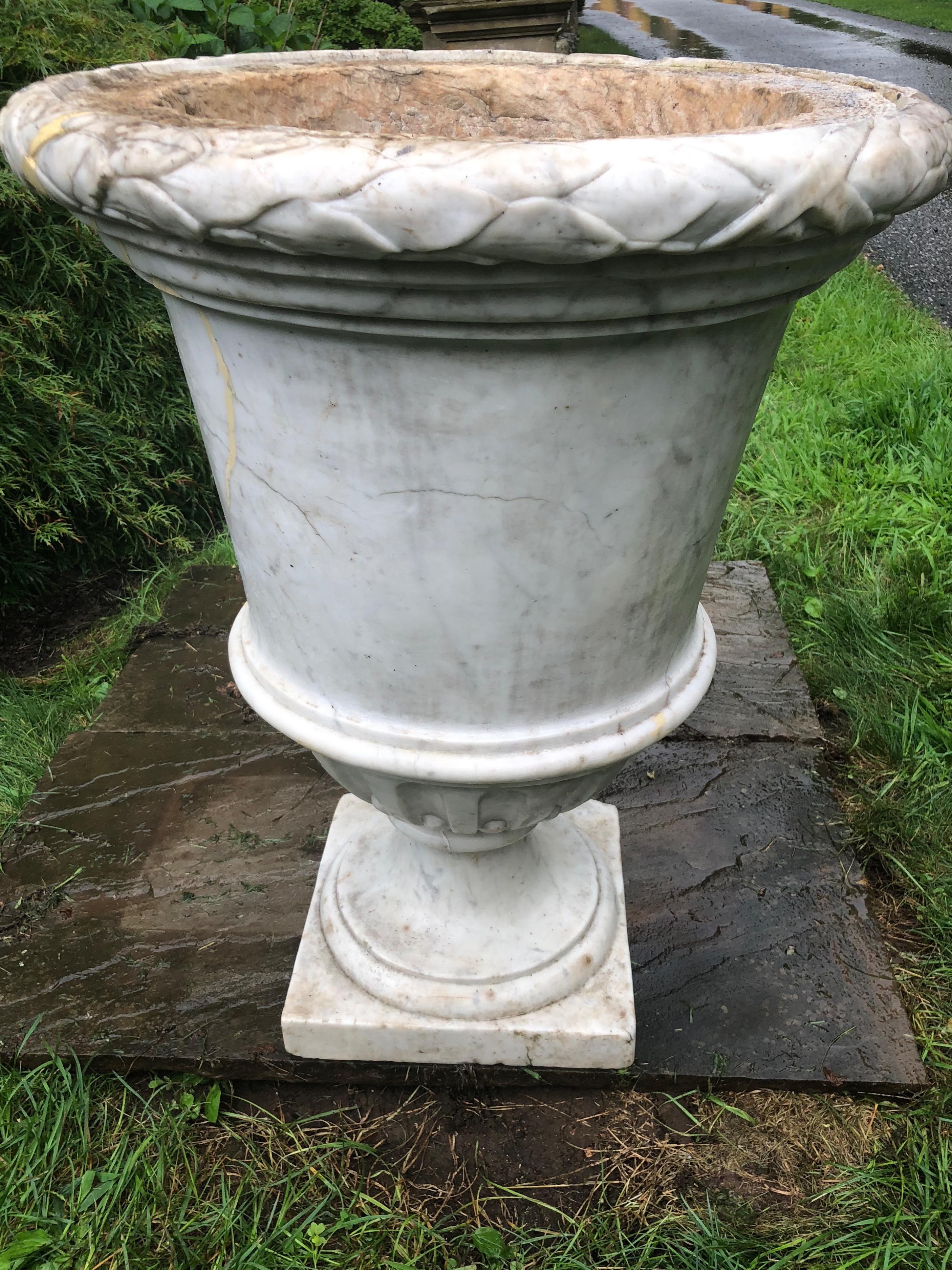 Carrara Marble Pair of Enormous Covered Marble Urns from Oprah Winfrey's Personal Collection For Sale