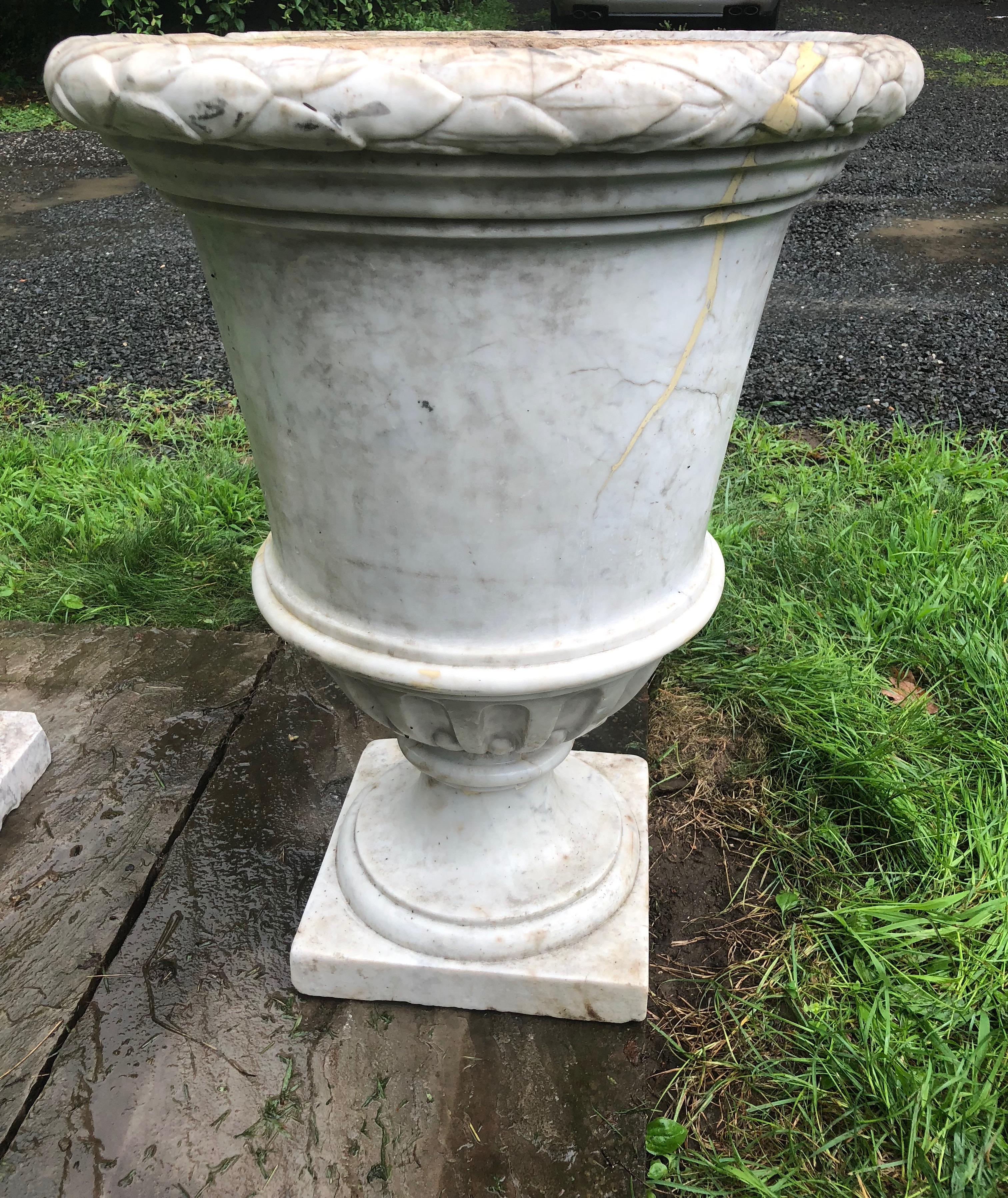 Pair of Enormous Covered Marble Urns from Oprah Winfrey's Personal Collection For Sale 1