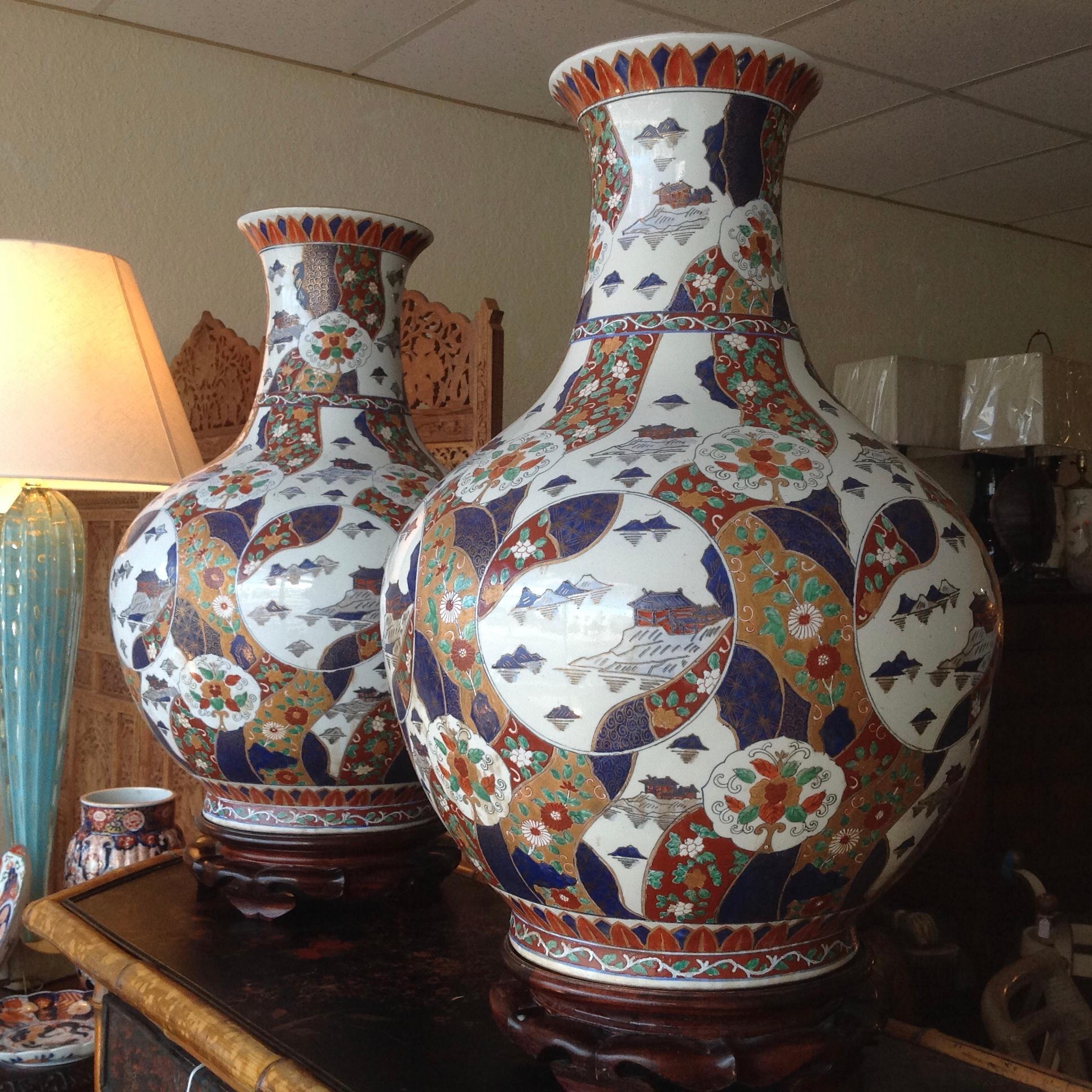 Pair of Enormous Imari Vases 3