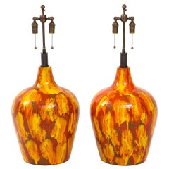 Pair of Enormous Italian Ceramic Lamps