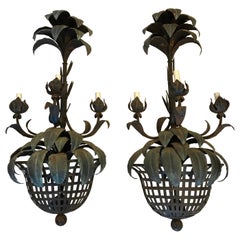 Pair of Enormous Italian "Palm Tree" Motif Sconces