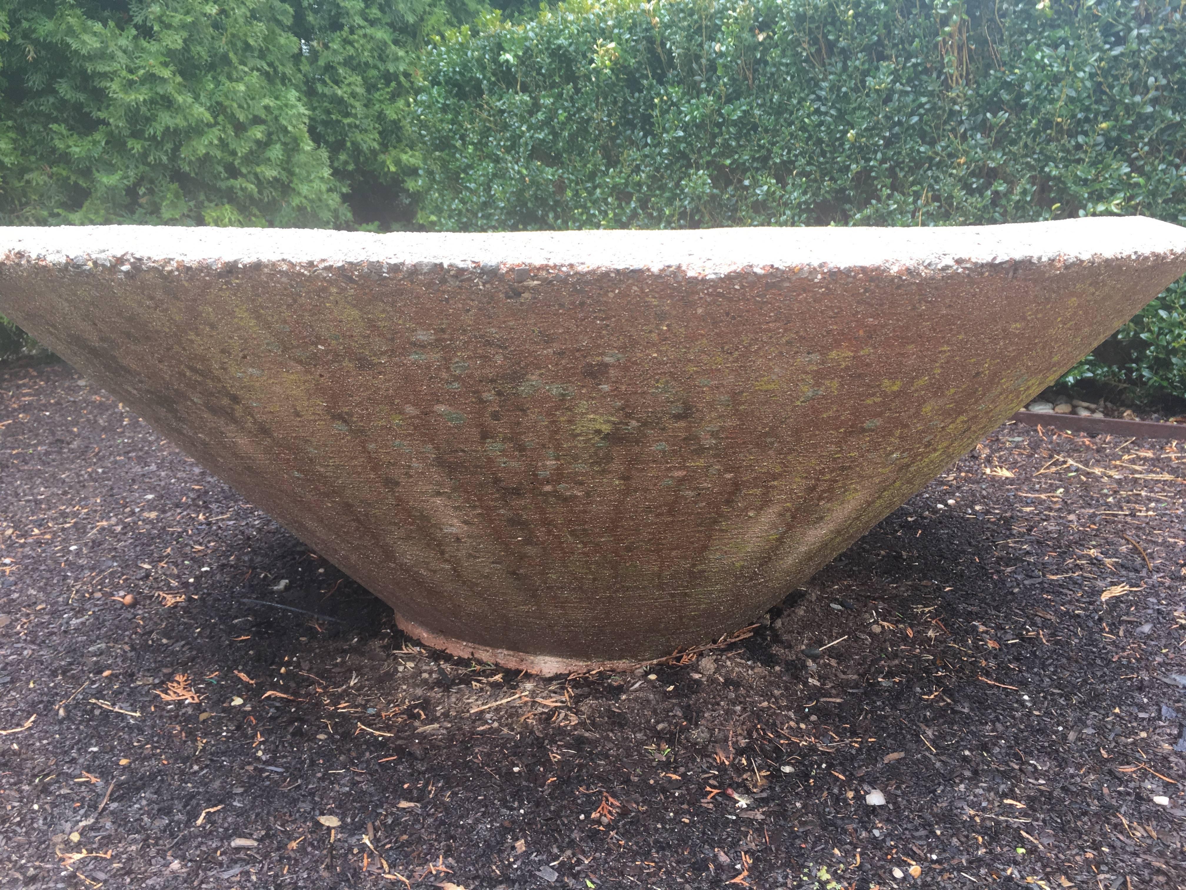 English Pair of Enormous Mid-Century Modern Industrial Cast Stone Planters