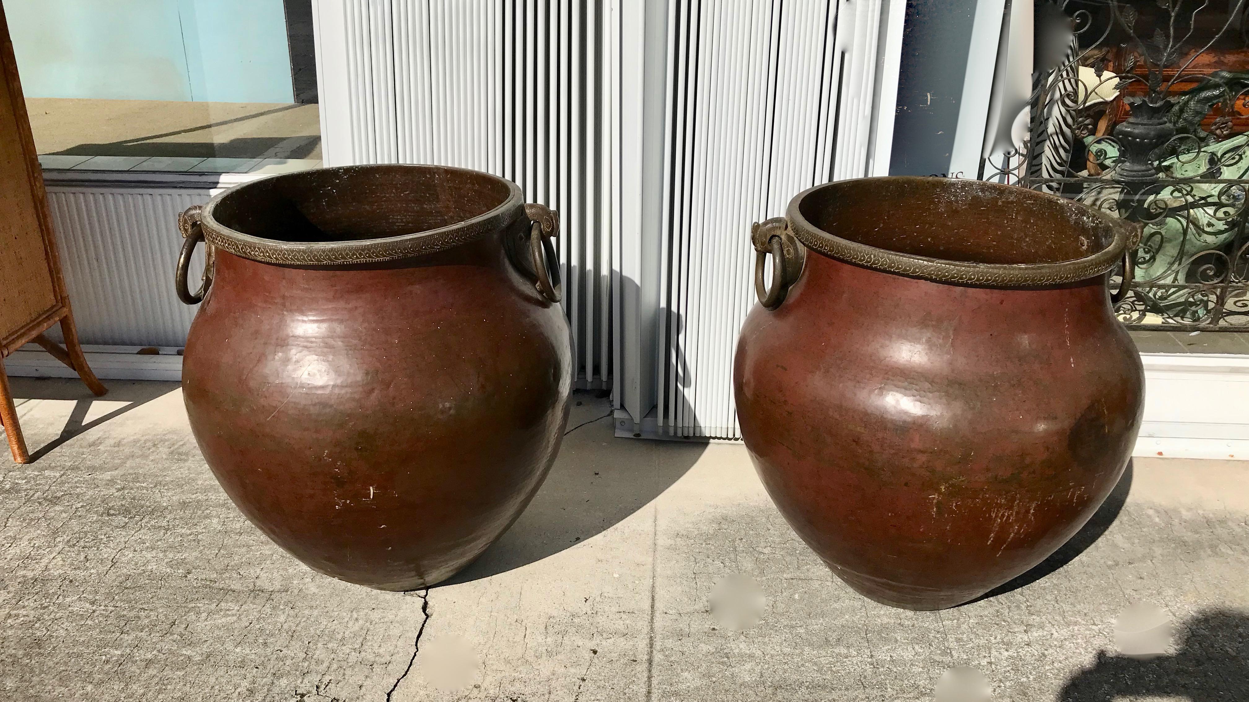 Pair Of Enormouse Anglo - Indian Copper Planters / Tables 5
