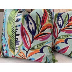 Pair of Enrique DV Kap Luxury Bird of Paradise Front & Back Down Filled Pillows