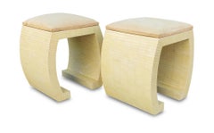 Pair of Enrique Garcel Bone-Clad Stools or Benches, Karl Springer Style, 1980s