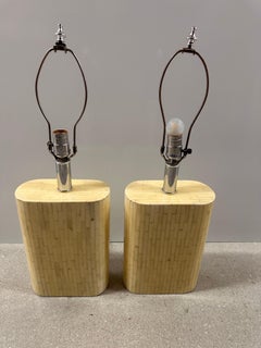 Pair of Enrique Garcel Tessellated Bone table lamp