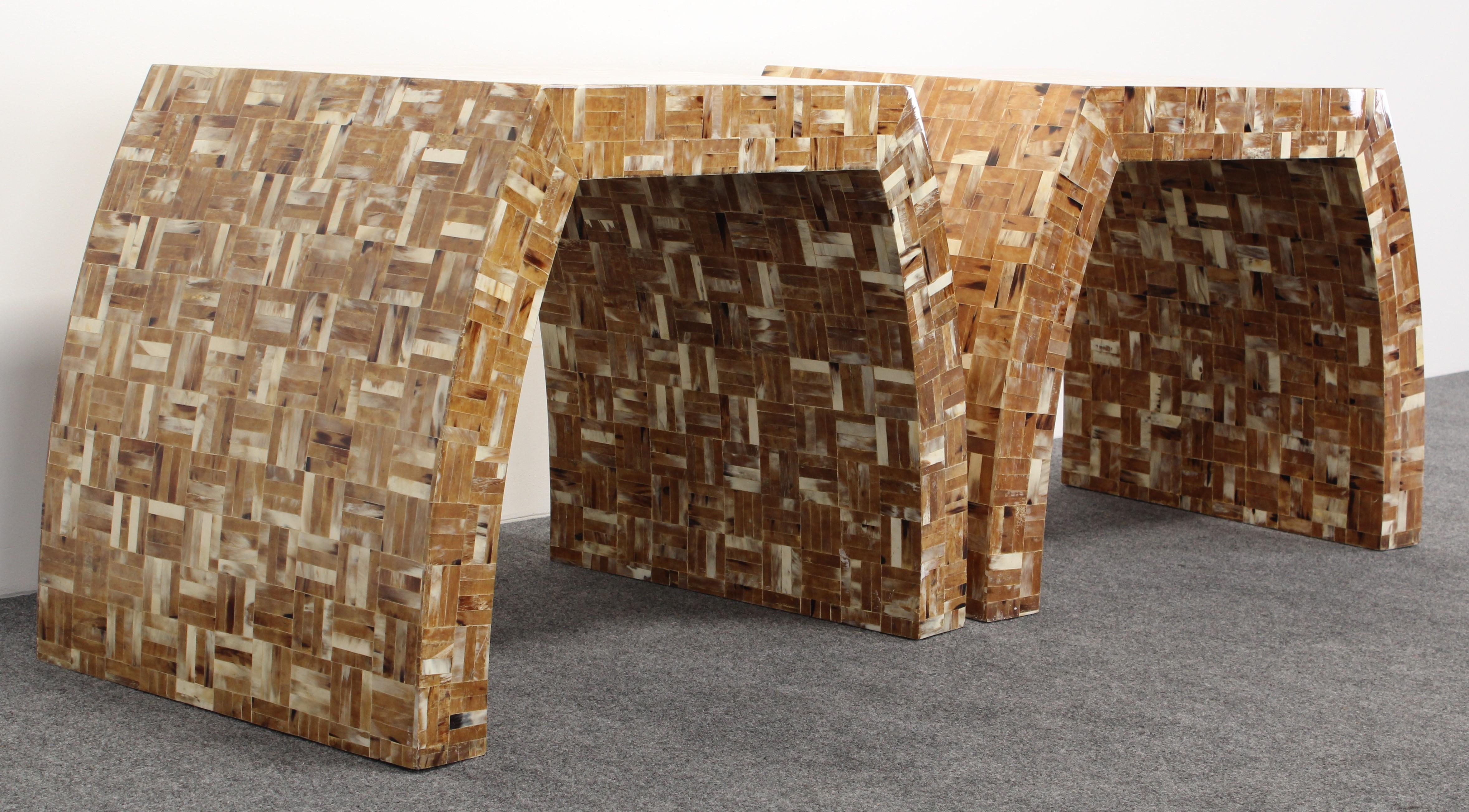 Hand-Crafted Pair of Enrique Garcel Tessellated Horn Side Tables, 1980s