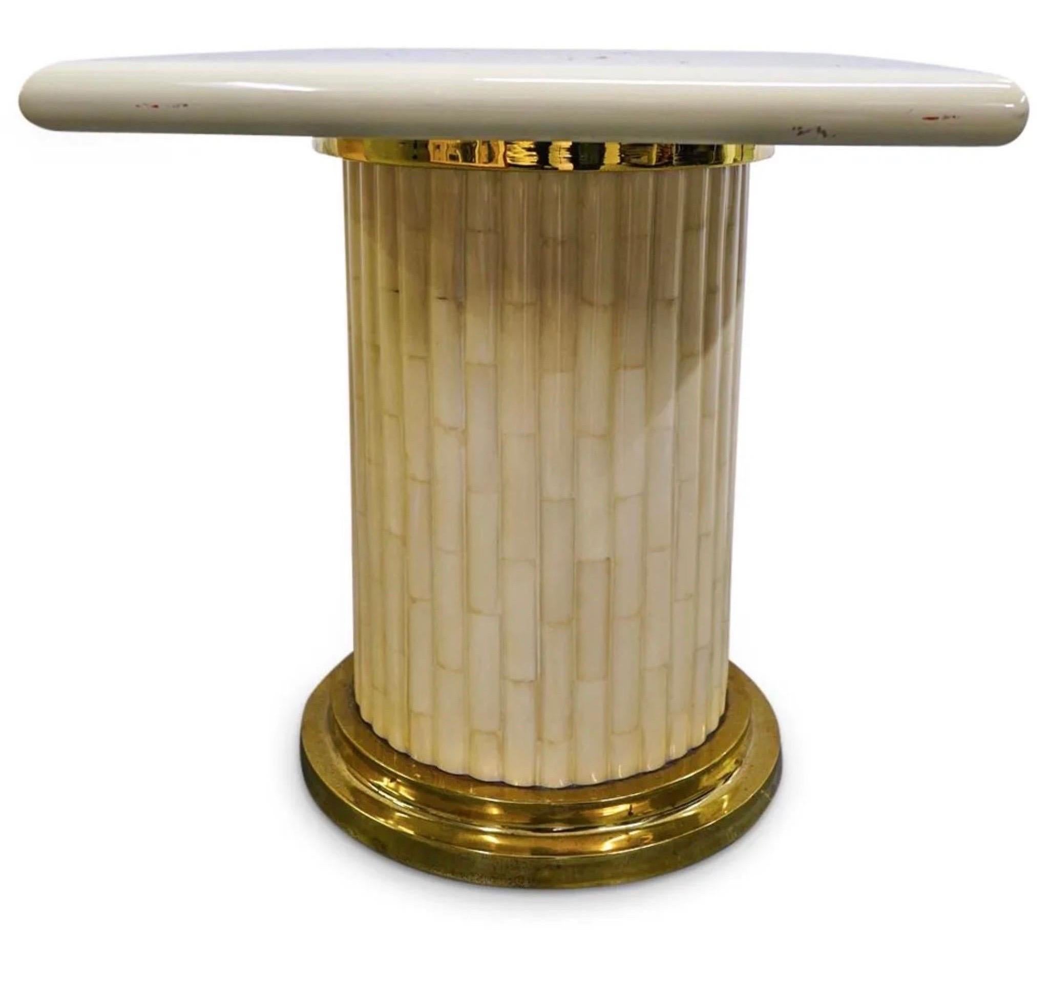 Colombian Pair of Enrique Garcia Acrylic and Gilt Brass Side Table For Sale