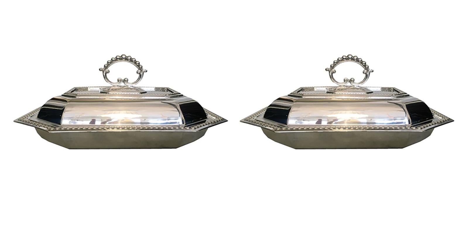 European Pair of entree bowls “EPNS” For Sale