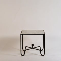 Pair of 'Entretoise' Wrought Iron and Honed Marble Side Tables by Design Frères