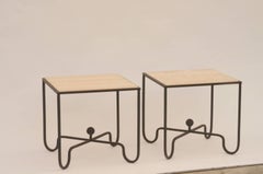 Pair of 'Entretoise' Wrought Iron and Onyx Side Tables by Design Frères