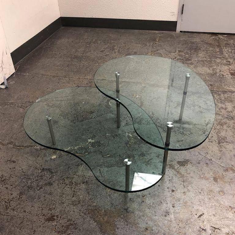 Modern Pair of Enzo Mari Ambo Glass Nesting Coffee Tables for Zanotta