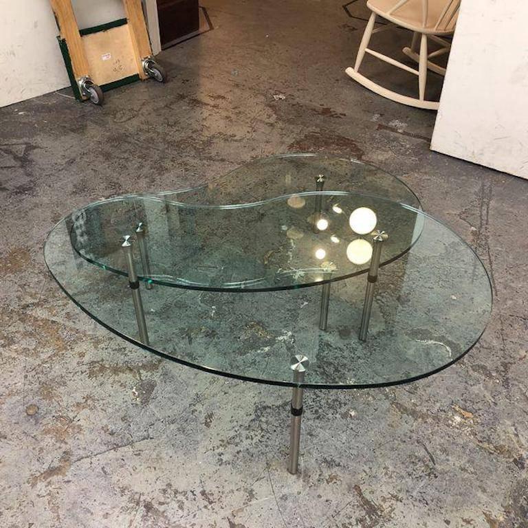 Italian Pair of Enzo Mari Ambo Glass Nesting Coffee Tables for Zanotta