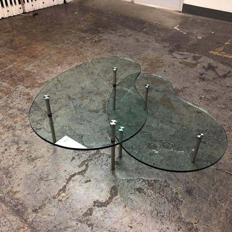 Pair of Enzo Mari Ambo Glass Nesting Coffee Tables for Zanotta In Good Condition In San Francisco, CA