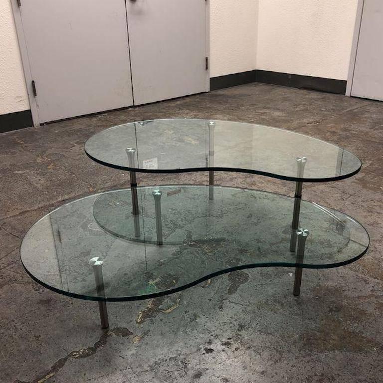Contemporary Pair of Enzo Mari Ambo Glass Nesting Coffee Tables for Zanotta
