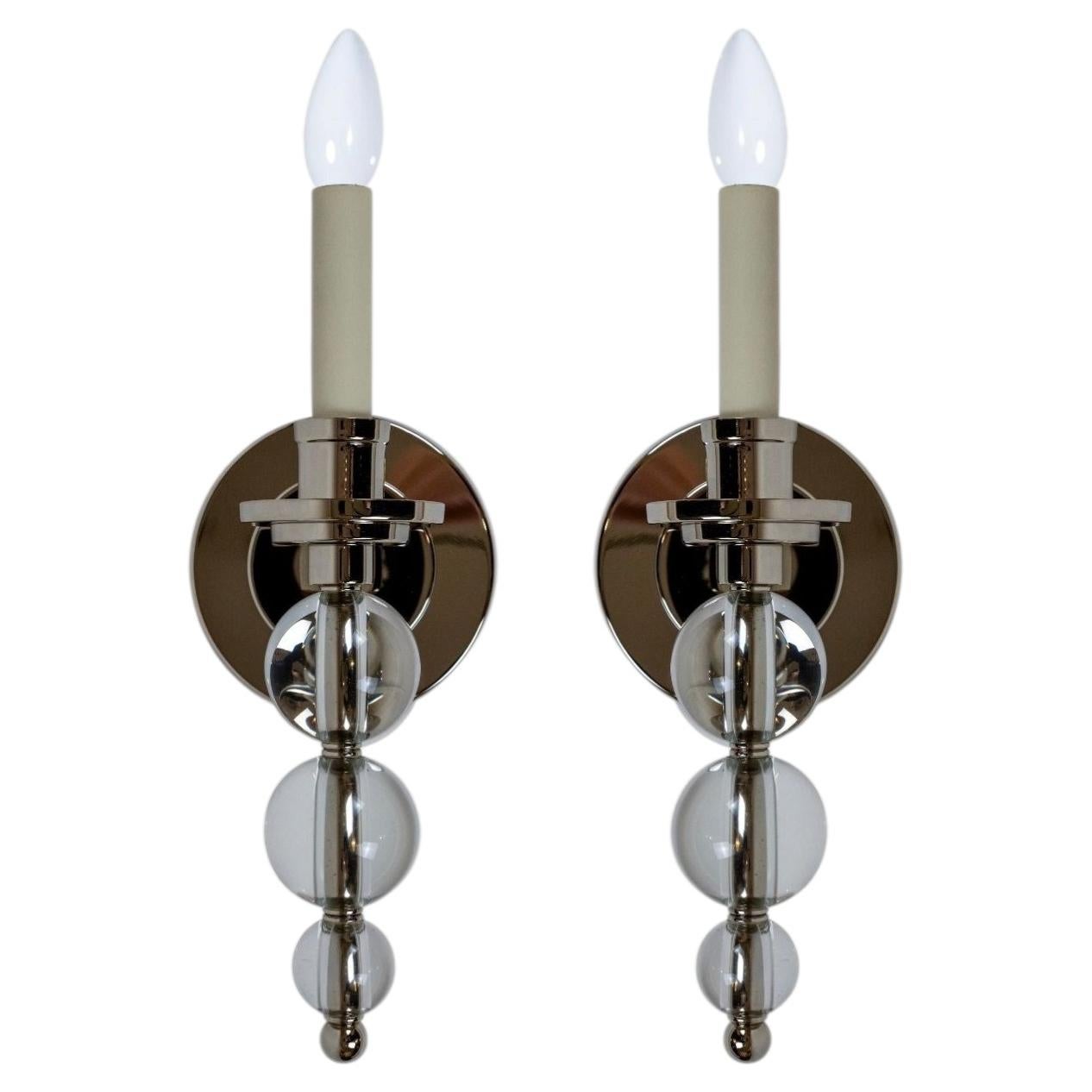 Paire d'appliques Ephorus en nickel poli par David Duncan Studio en vente